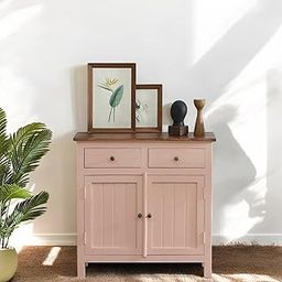 Kraft Bazaar Solid Wood Sideboard Cabinet | 2 Drawers | Premium Tubaq Top with Rosset Pink | Stylish Wooden Storage for Living Room & Hall-image-99
