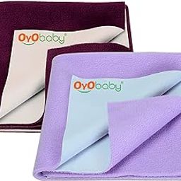 OYO Baby Waterproof Baby Bed Protector Dry Sheets for New Born Babies | Reusable Mats | Cot & Bassinet Gift Pack 2, Plum)-image-56