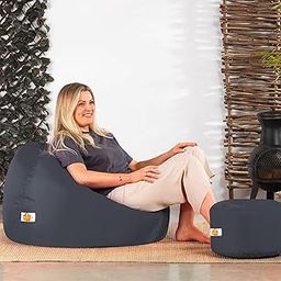 Bean Bag Chair & Footrest Filled with Beans (Grey)-picture-27