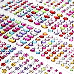 1200+ PCS Self Adhesive Gems Stickers,14 Sheets Rhinestone Stickers for DIY Craft,8 Shapes Sparkle Jewels for Nail Body Makeup Festival-10