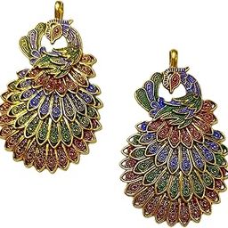Oxidized Brass Multi color Peacock Big Pendant for Women,Girls & decorating (2 piece)-image-60