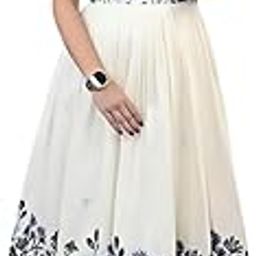 Women's Cotton Floral Printed Indo-Western Ethnic Gown || Sleeve Square Neck Fit & Flare Flared Hem Design || A-Line Maxi Gown Casual Wear-image-18