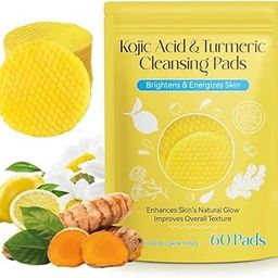 Turmeric & Kojic Acid Face Cleansing Pads for Dark Spots, Skin Brightening & Acne Prevention Vitamin C, Retinol & Chamomile Hydrolat For Women & Men All Skin Type-33