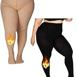 Pack of 2 Plus Size Fleece Fur Stockings For Women For Winter | Pantyhose Warm Fleece Stockings For Women Winter (Black, Skin)-image-41