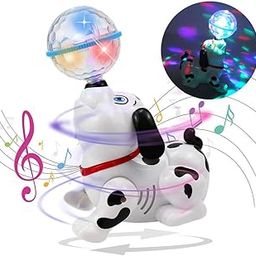 TEC TAVAKKAL Bump and Go Dancing Dog with Music, Flashing Lights - Sound & Light Toys for Small Babies Best Gift for Toddlers (Musical Ball Dog Toy)-4