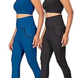 Women's Gym wear Top Leggings Set Combo, Solid Track Suit for Women's, High Sports Workout Wear Set, Polyester Blend Gym wear Top Bottom Set Pack Of 2-image-34