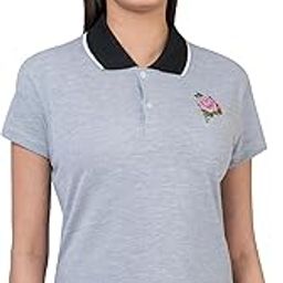 Women Polo Collared Anti Odour Ultra Soft Cotton Rich Biowashed Embroidered Tshirt |WPE7KBMGS01_P|-image-97