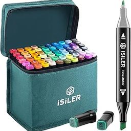 ISILER Dual Tip Art Markers, 60 PCS Coded Colours Dual Tip for Drawing, Sketching, Coloring, Quick-Dry Alcohol-Based Ink Markers for Kids, Boys, Girls Gifts-picture-16