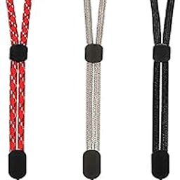 KIPZO® Pack of 3 Red Black Grey hand Wrist Lanyards Adjustable strap holder for cell phone Cover key ring Pen drive Charm grip DIY string cord nylon rope charms Wristlet for camera bags speaker-3