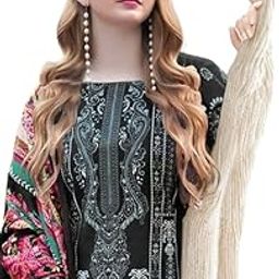 Women's Unstitched Pure Soft Cotton Printed Salwar Suit Material with Intricate Digital Print & Dupatta (Classic Black, Free Size)-image-67