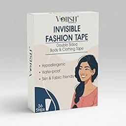 VOIISH Double sided tape clothes Fashion, Clothing and Body | All Day Strength Tape Adhesive | Gentle on Skin and Fabrics | Transparent Clear Color for All Skin ShadesTransparent -36 Strips-6