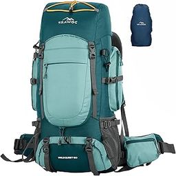 TRAWOC WILDQUEST 50L Travel Backpack for Hiking, Trekking & Camping with Laptop Compartment, Rain Cover, Shoe Compartment & 3-Year Warranty - MHK005-43