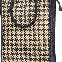 Houndstooth Printed Jute Lunch Bag - Grocery, Tote, Hand, Picnic Bag for Men, Women, Girls, Kids With Zip-image-24