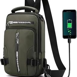 AASHONEE Slim Sling Bag with USB Charging Port – Lightweight Crossbody Backpack for Travel, Hiking & Cycling-image-26