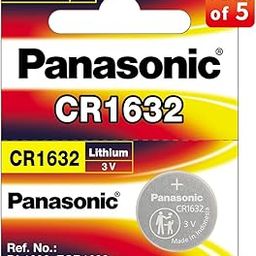 Panasonic CR-1632 Lithium Coin Battery 3v - Pack of 5 Provide Long Lasting Power in a Variety of Devices,from keyless-Entry fobs to Toys-5