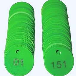 MOREL Green Embossed Plastic Round Shape Token Coin with Hole USE for Shop, Board Games, Stores, House, School.|1 to 200 Numerical Coins.-10