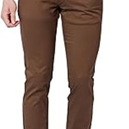 Men's Cotton Blend Solid Pattern Slim Tapered Fit Flat Front Casual Trouser-image-5