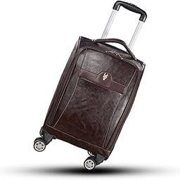 Argento Small 4 Wheel Cabin & Check-in Set (18 inch) - Vegan Leather Trolley Bag Suitcase for Men Women Unisex (Brown)-16