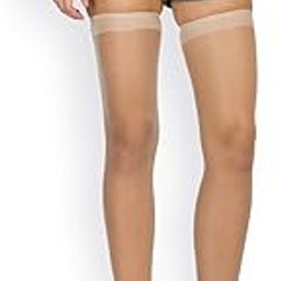 Womens/Girls Sheer Thigh High Pantyhose Stockings(Beige_Free Size)-image-65
