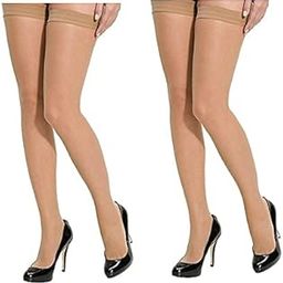 Women's Thigh-High Soft Net Sheer Transparent Full Coverage Stockings for Women & Girls Pack of 2 (Free size)-image-55