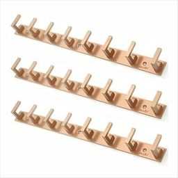 GLOXY Stainless Steel Bathroom Accessories 8 Hooks Plate, Wall Mount Door Back Hanger Pins for Hanging Cloth Set, Shirt Bar & Towel Rack, Robe, Keys 8 Pin khutti(Rose Gold, Pack of 3)-image-61