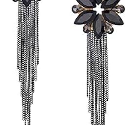 Crystal Danglers Earrings for Women Floral Shaped Crystal Multicolor Long Chain Dangler Earrings for Women and Girls-image-17