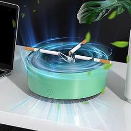 Toriox Smokeless Ashtray for Cigarettes Indoor, 2-in-1 With Air Purifier Multifunctional Smokeless Ashtray Home Ashtrays Portable Ash Tray Self Extinguishing for Cars Indoor Office (Green)-image-27