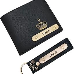 New Personalised Wallet & Keychain Combo Gift for Men (Black)-image-44