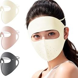 SANNIDHI® 3Pcs Full Face Mask for Sun Protection, 3D Face Cover for Women, UPF 50+ Summer Face Mask for Women, Breathable Ice Silk Cooling Sun UV Face Mask for Biking, Driving (Reusable)-picture-13