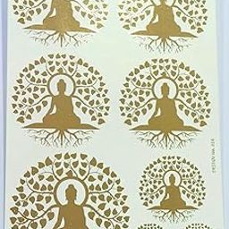 Golden Sticker for Art and Craft Sticker in Gold A/5 Size Resin Art (Pack of 1) (Mahavirji Sticker)-image-10