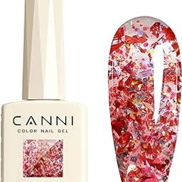 CANNI HEMA FREE Glitter Nail Gel - Prism Flash Glitter Series Gel Nail Polish from BELLE GAGA Nail Gel Polish Soak Off LED Nail Art Starter Manicure Salon DIY at Home (8075, 9ml)-image-93