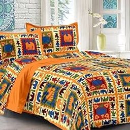 Jaipuri Style Rajasthani Prints Bedsheet for Double Bed Cotton Jaipuri Printed Bedsheets-image-8