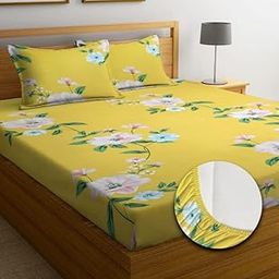 Cotton All Around Elastic Fitted Premium Prints Queen Size Double Bed Bedsheet with 2 Large Pillow Covers Fits Upto Mattress of 8 Inches,Size-60" x 78" Inches, Multicolour-picture-9