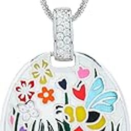 925 Sterling Silver Bloom of Dawn Enamel Pendant Without Chain | Silver Pendant for Women | Elegant Neck Accessories | Small Pendant for Women | Stylish Silver Pendant | Ideal Gift for Women-31