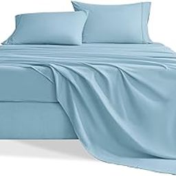 Swiftify Queen Sheet Set, 4 Pieces Hotel Luxury Soft Microfiber Queen Bed Sheets Set, Up to 16" Deep Pockets, Oeko-Tex Sheets with Elastic, Breathable, Wrinkle Free(Sky Blue,Queen)-image-88