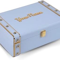 Each and Everything Classic Storage Trunk Box for Gift Packaging | Decorative MDF & PU Leather Box | 10x7x3.5 Inches | Lockable Gifting Showpiece | Multipurpose Vanity Box (Sky Blue)-image-35