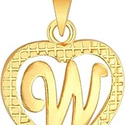 Stylish Jewellery 'W' Letter Heart Pendants for Girls Women Men Unisex Locket Alphabet Pendant with Chain in Crystal Jewellery Set for Women Gold plated Pendant-13