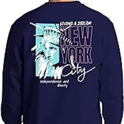Winter Sweatshirt for Men Living A Dream Typographic Crew Neck Cotton Blend Full Sleeve Oversized Sweatshirt-image-54