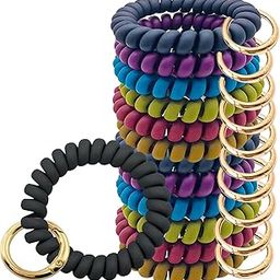 JDBZYDM 12pcs Keychain Wristlet Colorful Spiral Wrist Coil Keychain Stretchable Spring Bracelet Key Ring Sauna Pool Gym Outdoor Sports ID Badge Accessaries-image-20