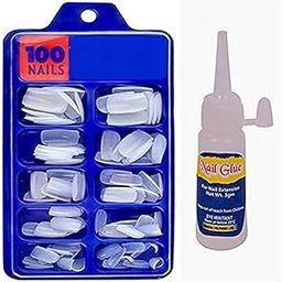 URBANMAC Artificial Nails Set With Glue #gm, Acrylic fake/False Nails Set Of 100 Pcs, Reusable-34
