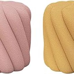 UJEAVETTE Round Ottoman Non Skid Leisure Modern Footstool for Playroom Office Entryway Pink-image-26