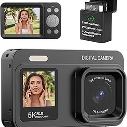Upgraded 5K Dual Screen Digital Camera,80MP Vlog Photography Camera for YouTube,Campus,Travel,Compact Point & Shoot Camera for Teens & Beginners with Autofocus,18x Zoom,Anti-Shake,Black-6