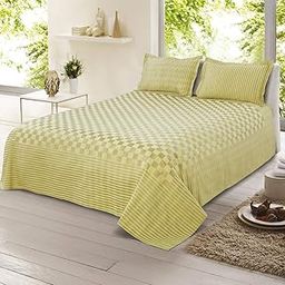 Victor Prima Poly Cotton 300 TC Checked Bed Cover for Double Bed with 2 Pillow Covers Easy Wash/Extra Soft Breathable/Fade Resistant & Cooling - (Green, 90 X 100 Inch)-image-30