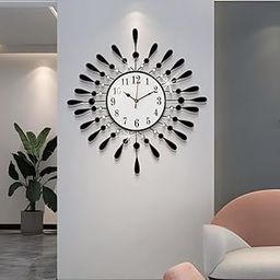 Vintage of world Analog Wall Clock For Home Stylish 20 Inch Dial 8 Inch Black Colour Beautiful Flower Design Antique Style Art Unique Office Decor Iron Metal Glass(B0)(B 20 Inch)-image-58