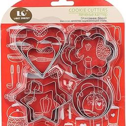 Azinoor Cookie Cutter Stainless Steel Cookie Cutter with 4 Shape 3 Sizes Heart Round Star and Flower, 12 Pieces-image-77