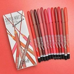 Huda Crush Super Matte Lipliner Set Of 12 - Lipliner Pencil Waterproof, Nude Lip Liner, Professional Multicolored Long-Lasting Lipliner for Women and Girls-45