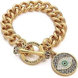 Rakhi Gift for Brother Sister Eye-Catchy Gold Chain Style Cubic Zirconia Embellished Evil Eye Charm Gold Plated Kabbalah Bracelet for Women and Girls (Gold)-1