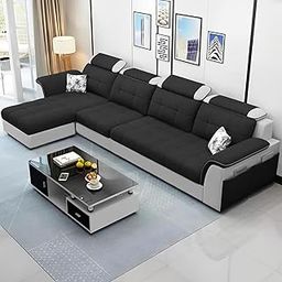 Casaliving Ella LHS 6 Seater L Shape Sofa Set for Living Room (Black Grey) Premium Fabric Sofa Set-image-68
