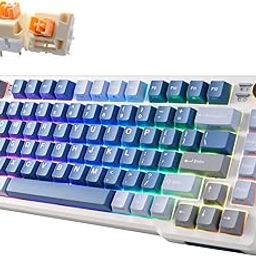 iRocks K103R Wireless Rechargeable RGB 75% Mechanical Gaming Keyboard, Hot Swappable Pre-lubed Switches, 81 PBT Keys, Gasket Mount, USB-C Detachable Cable (Ocean Blue, Silent Bubble Switch)-image-29