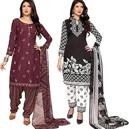 Women Unstiched Crepe dress materials | Crepe Salwar Suit for women with dupatta | suit material for women unstitched-image-47